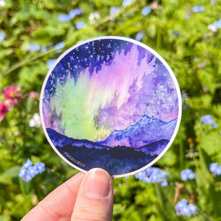 BarnHouse Studios - Wholesale Sticker - Aurora on the Olympic Peninsula, WA 3” Holographic Vinyl