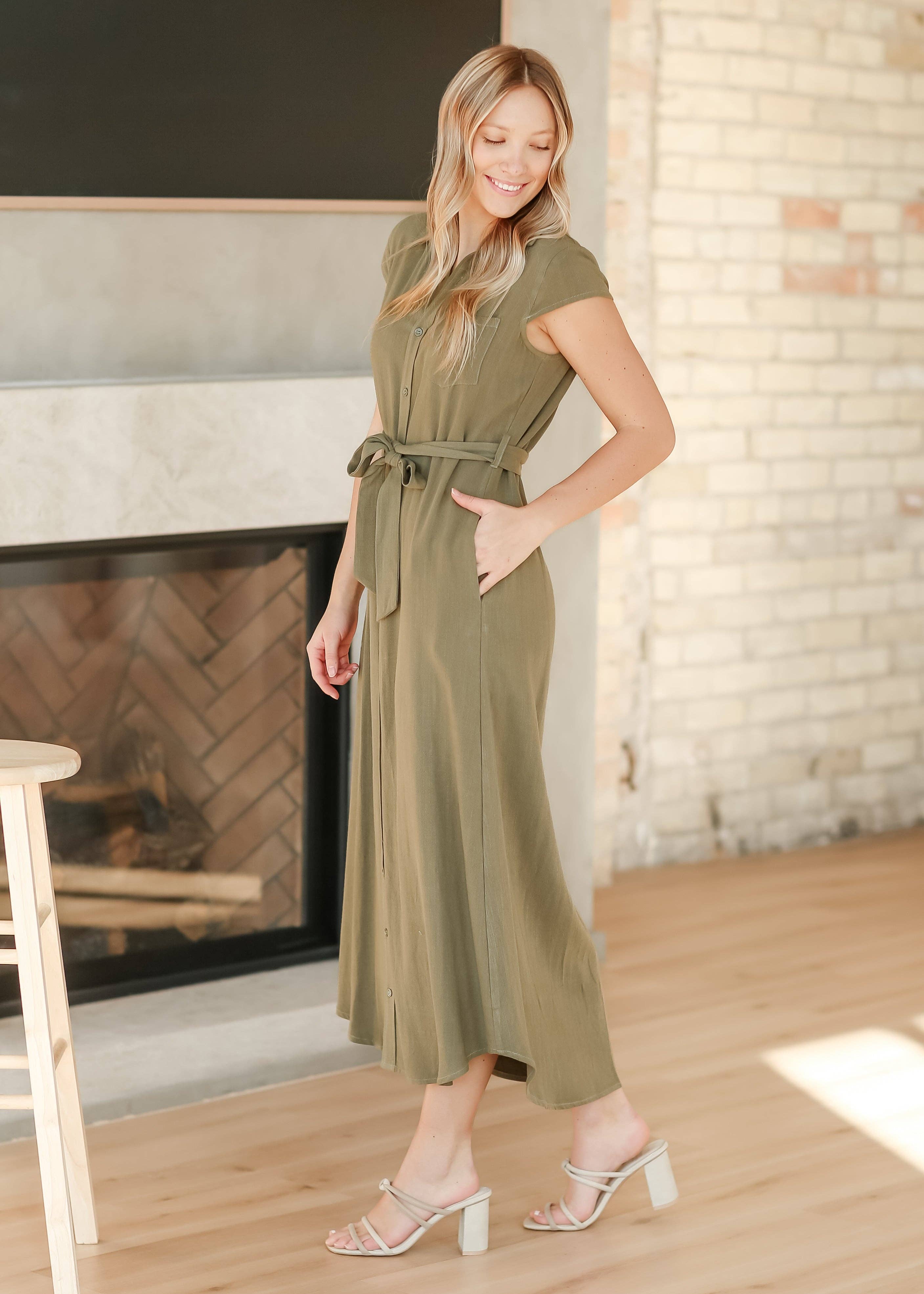 Inherit Clothing Company - Wholesale Dress - Women's - Womens Willow Cap Sleeve Linen Maxi Dress Summer 20252