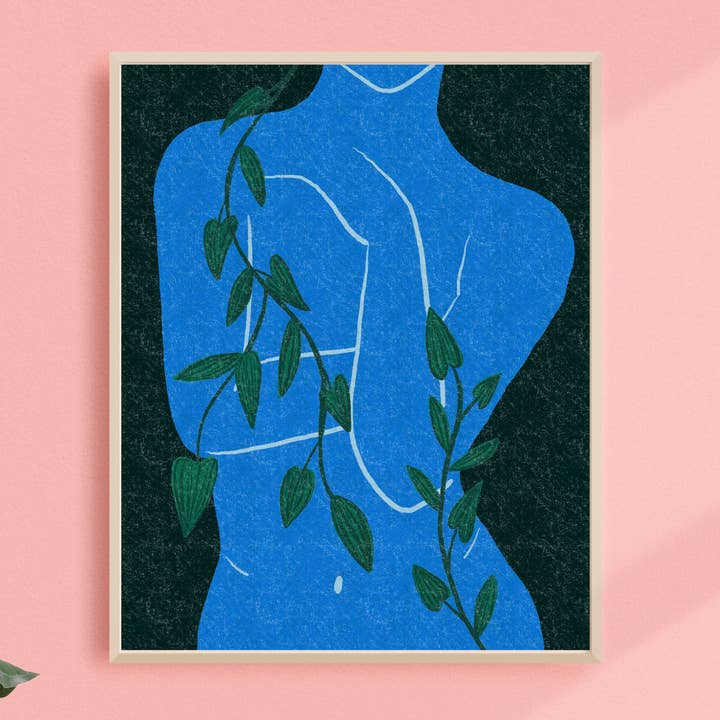 Lámina artística Blue Vine Woman para venta al por mayor de Black Lab Studio