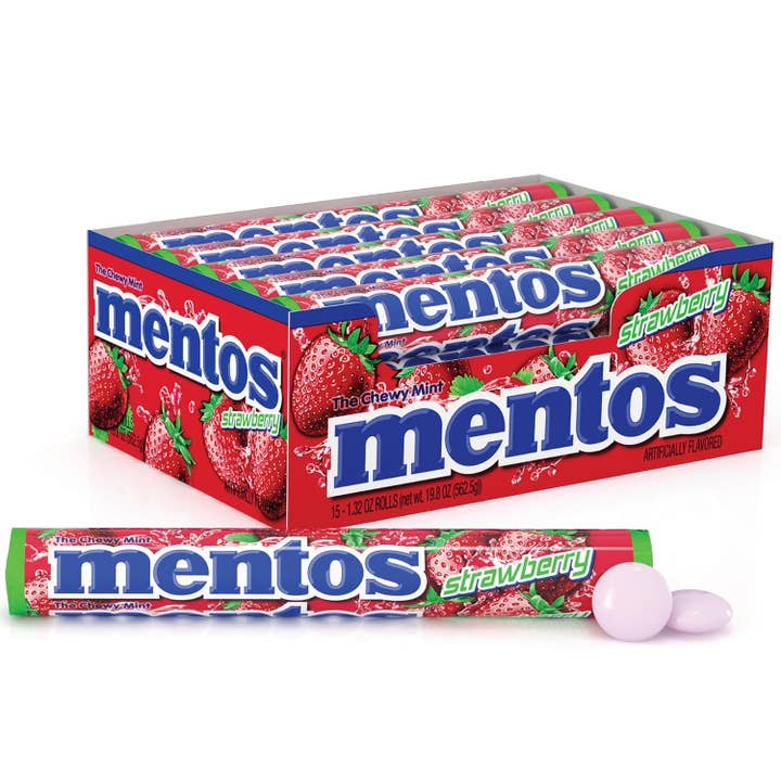 Mentos Rolls Strawberry 1.32oz 15 rolls and other Purchase Wholesale soft drink syrup. Free Returns & Net 60 Terms on Faire trending on Faire.
