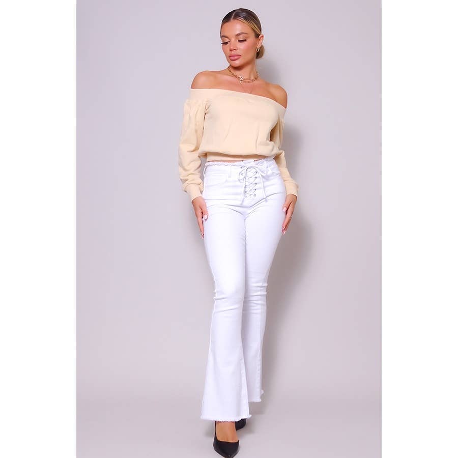 CEFIAN FASHION - Wholesale Sweatshirt - Women's - WANDERLUST VIBES OFF SHOULDER SWEATSHIRT TOP9