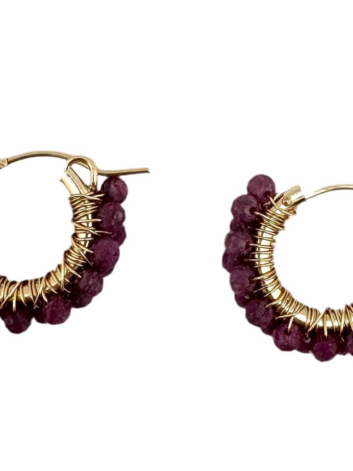 Diddi beaded hoop - ruby for wholesale by In2 design