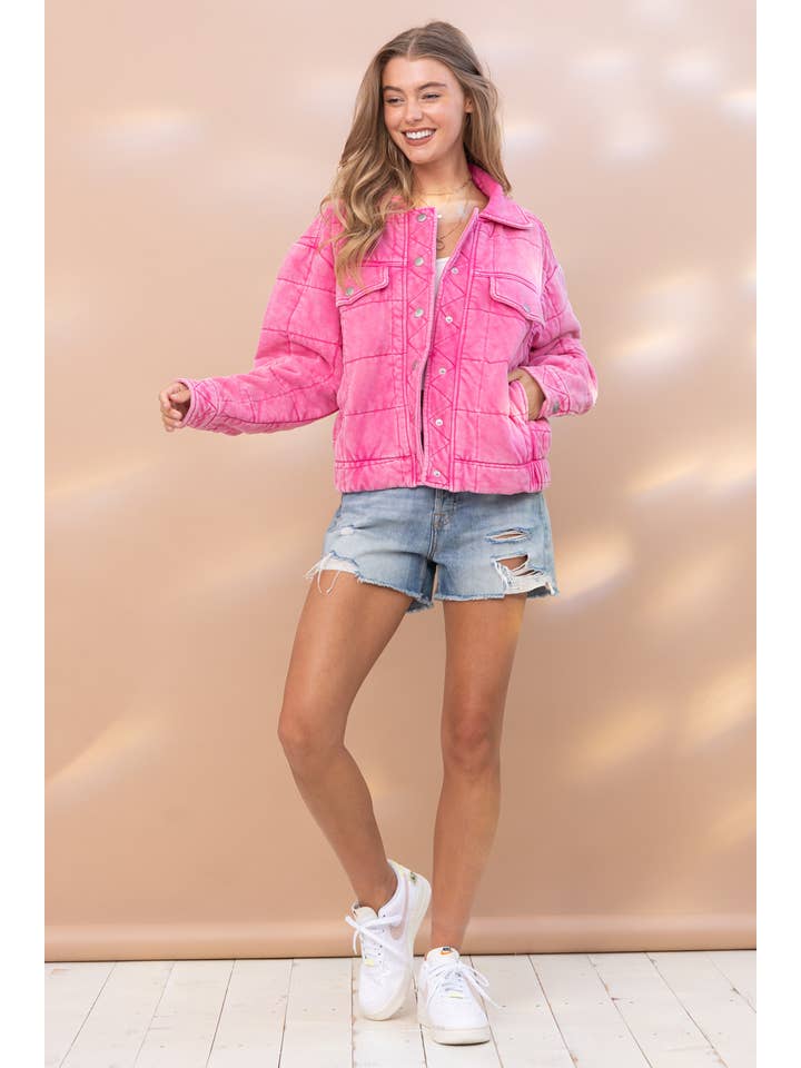 Blue B - Wholesale Jacket - Women's - 22082J - Garment Stone Washed Quilted Pocket Front Jacket8