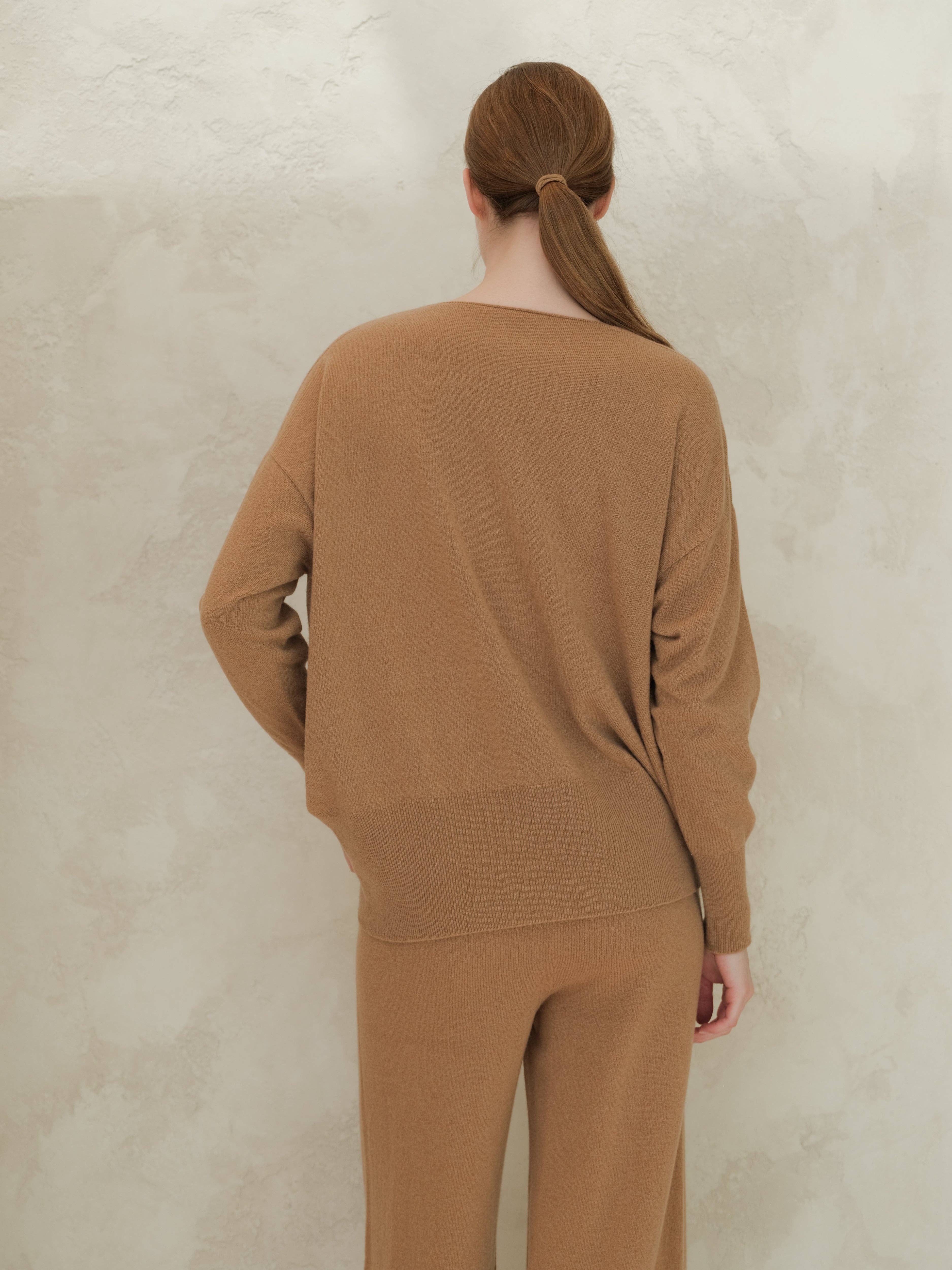 Lèmme - Vente Pull en maille – femme - Pull maxi à col en V en cachemire mélangé5