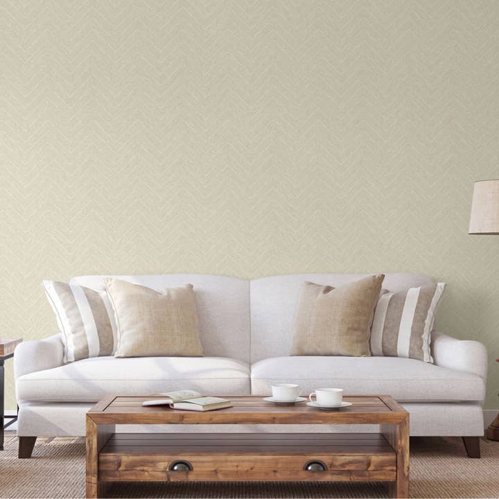 Walloro Luxury Embossed Wallpaper - Wholesale Wallpaper - Cream Shiny Chevron Wallpaper, Deep Embossed Luxury Shimmering Geometric Pattern Wall Paper