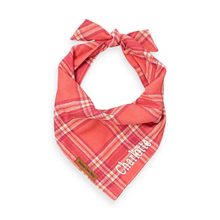Pink Berry Flannel Dog Bandana for wholesale by Cuddl