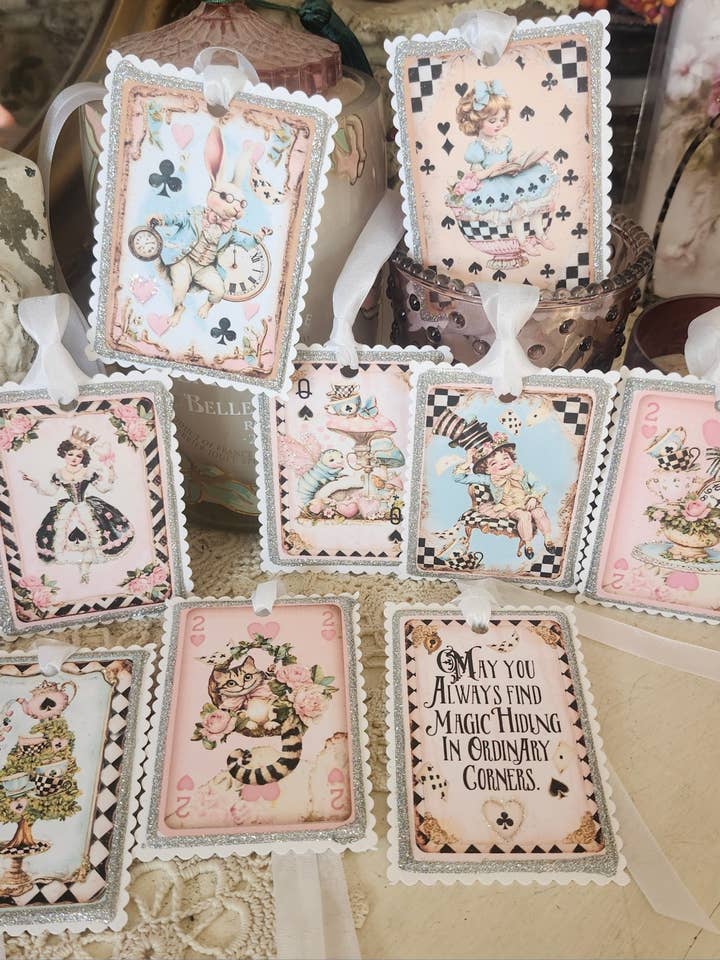 Gift Tag Set of 9 Alice n Wonderland Set 2 for wholesale by Little Heart Designs