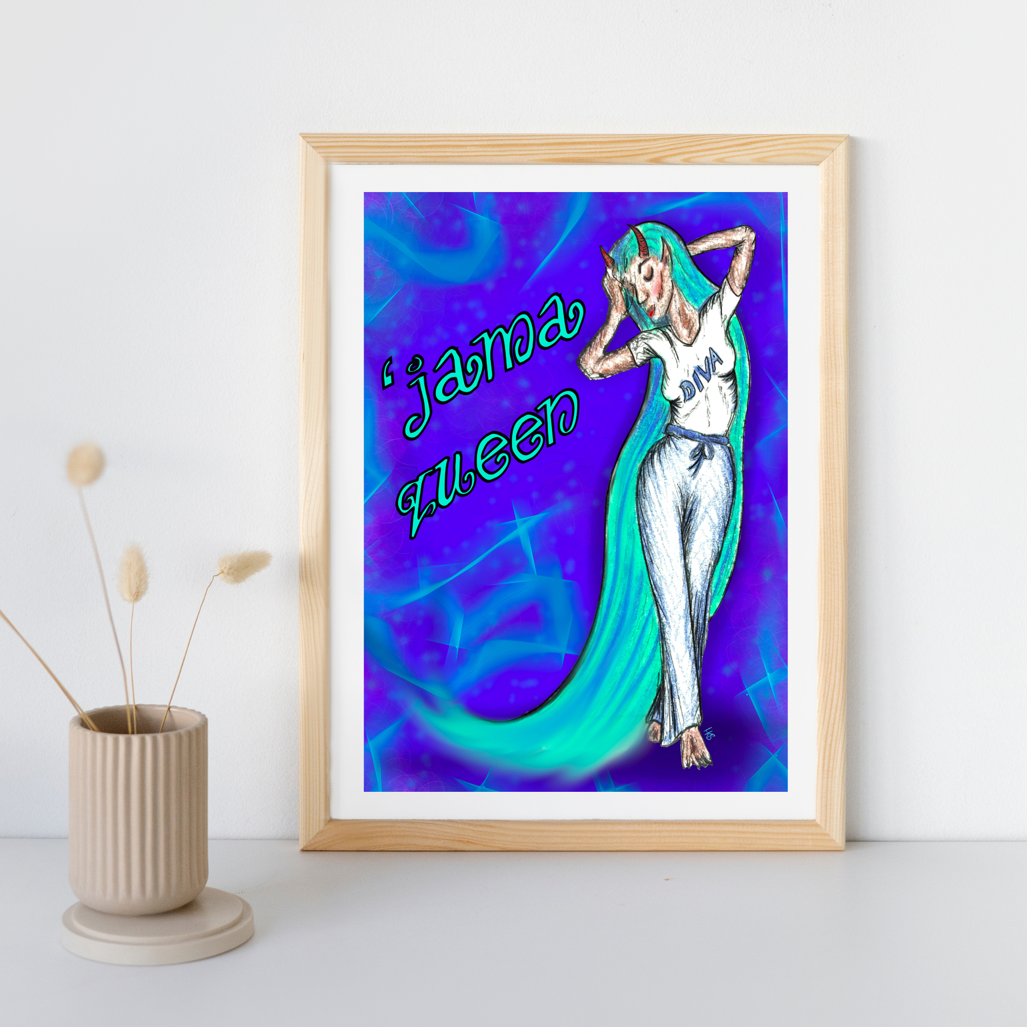 Hannah Kate Makes - Wholesale Art Print - The 'Jama Queen Art Print - Pyjama Princess - A5 Unframed11