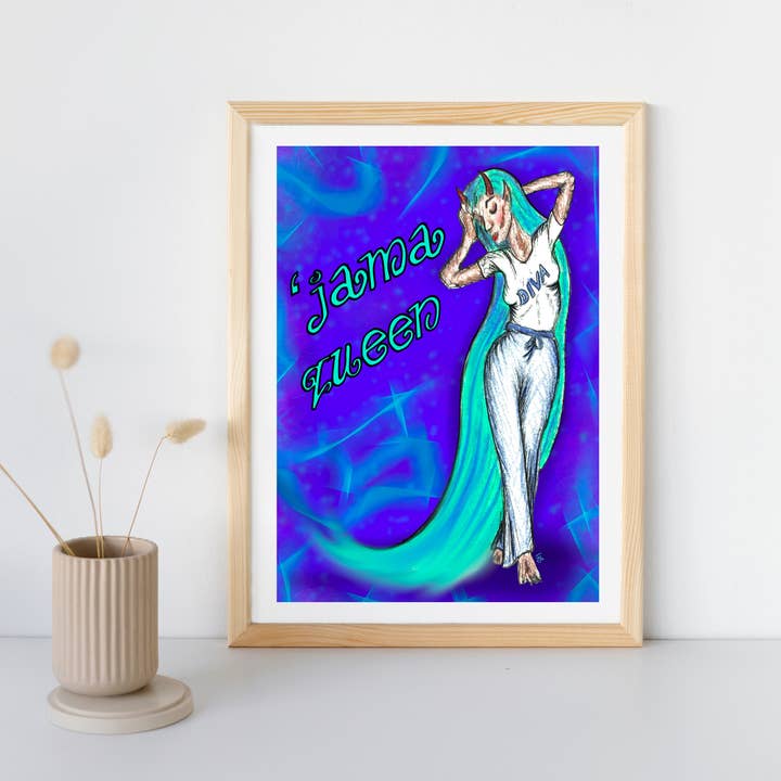 Hannah Kate Makes - Wholesale Art Print - The 'Jama Queen Art Print - Pyjama Princess - A5 Unframed11