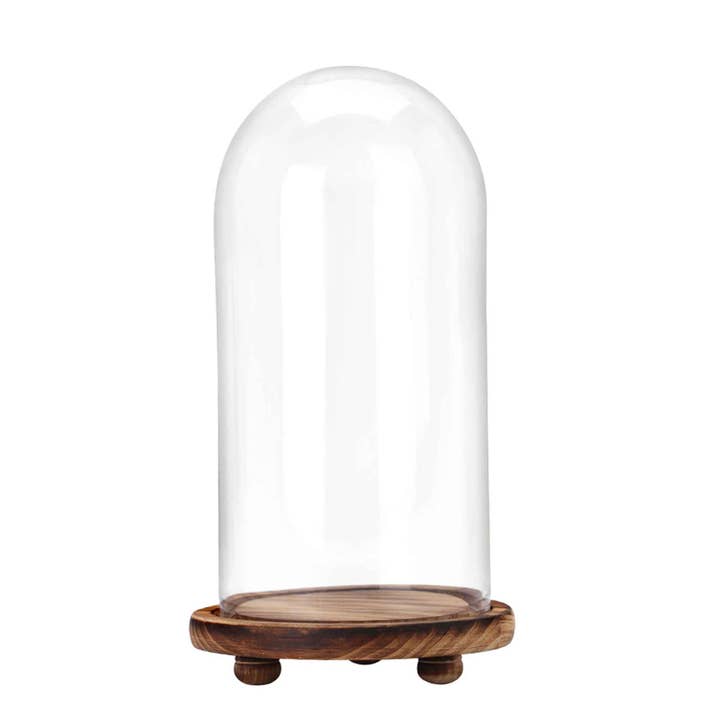 Glass Dome with Wood Base 13" Tall for wholesale by Portofino International Trading, USA