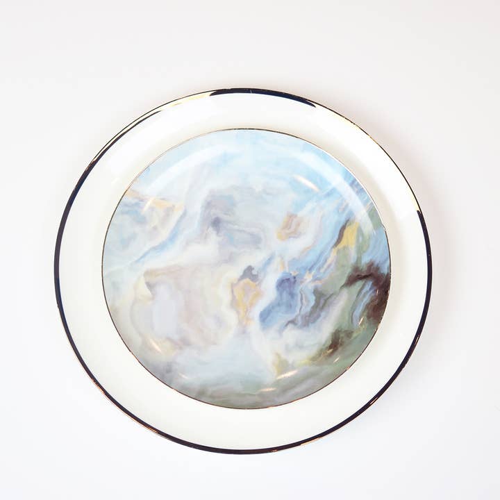 Little White Dish - Wholesale Dinner Plate - Narrow Gold Rim Plates - Set of 4