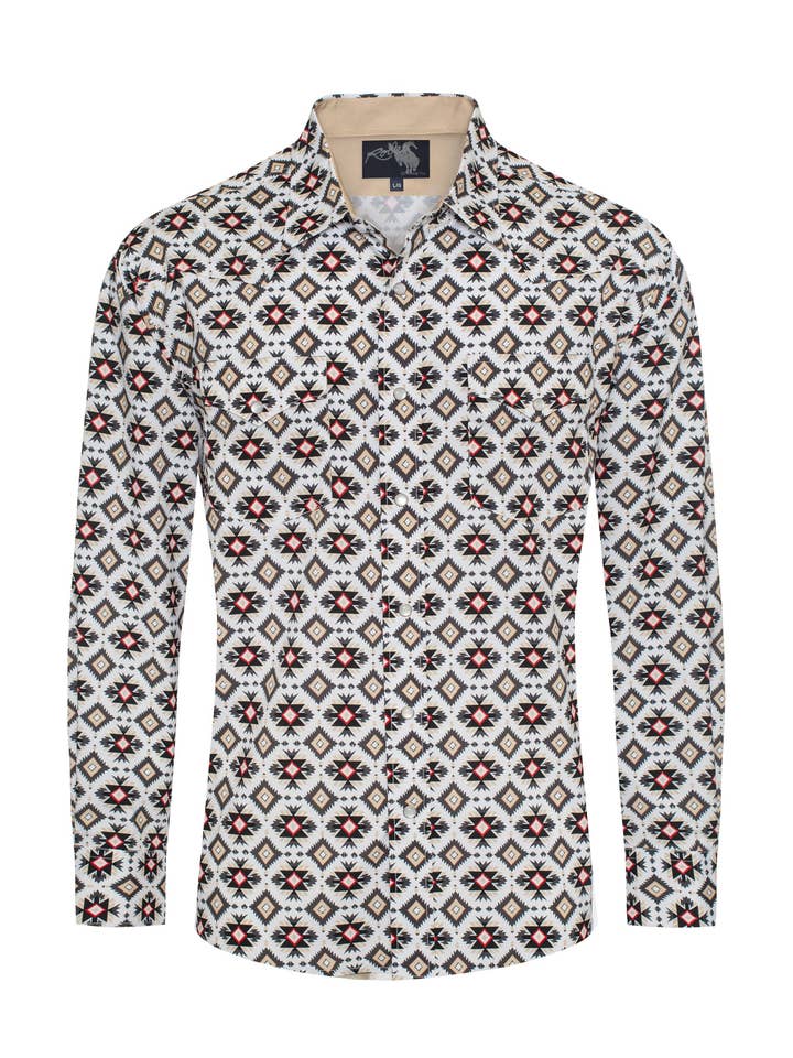 Men's Western Pearl Snap Aztec Print Shirt - MPS110L-1119 for wholesale by Rodeo Clothing