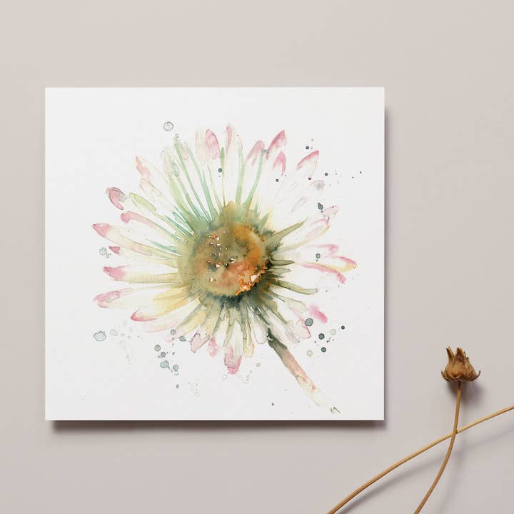 Daisy Greeting Card for wholesale by Meg Hawkins Art
