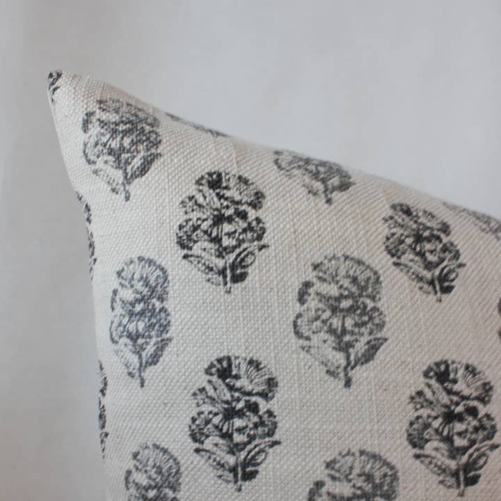 Textileish - Wholesale Throw Pillow Cover - Cream Floral Pillow Cover, Charcoal Floral Pillow | Chara4