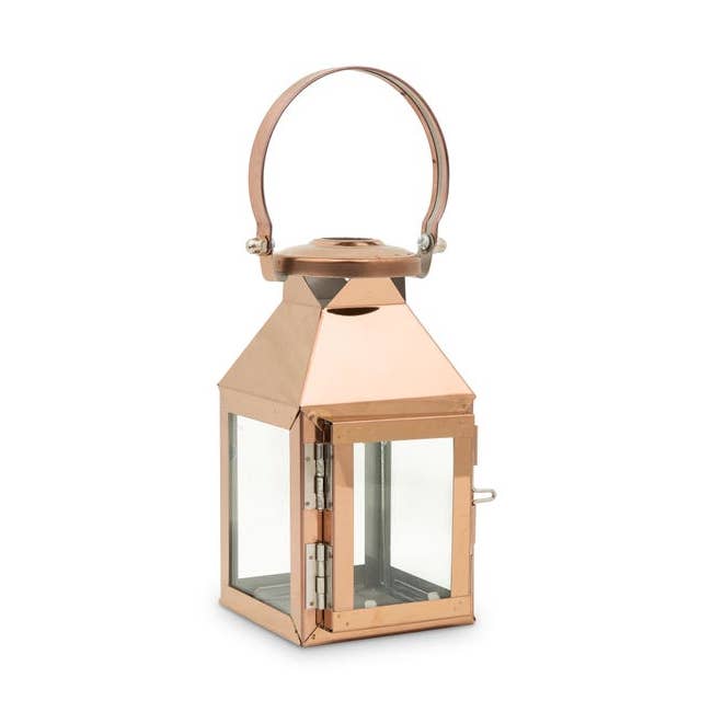 Lille Firkant Dekorative Metal Hængende Lanterne - Rose Gold (3) for engroshandel hos Weddingstar Inc.