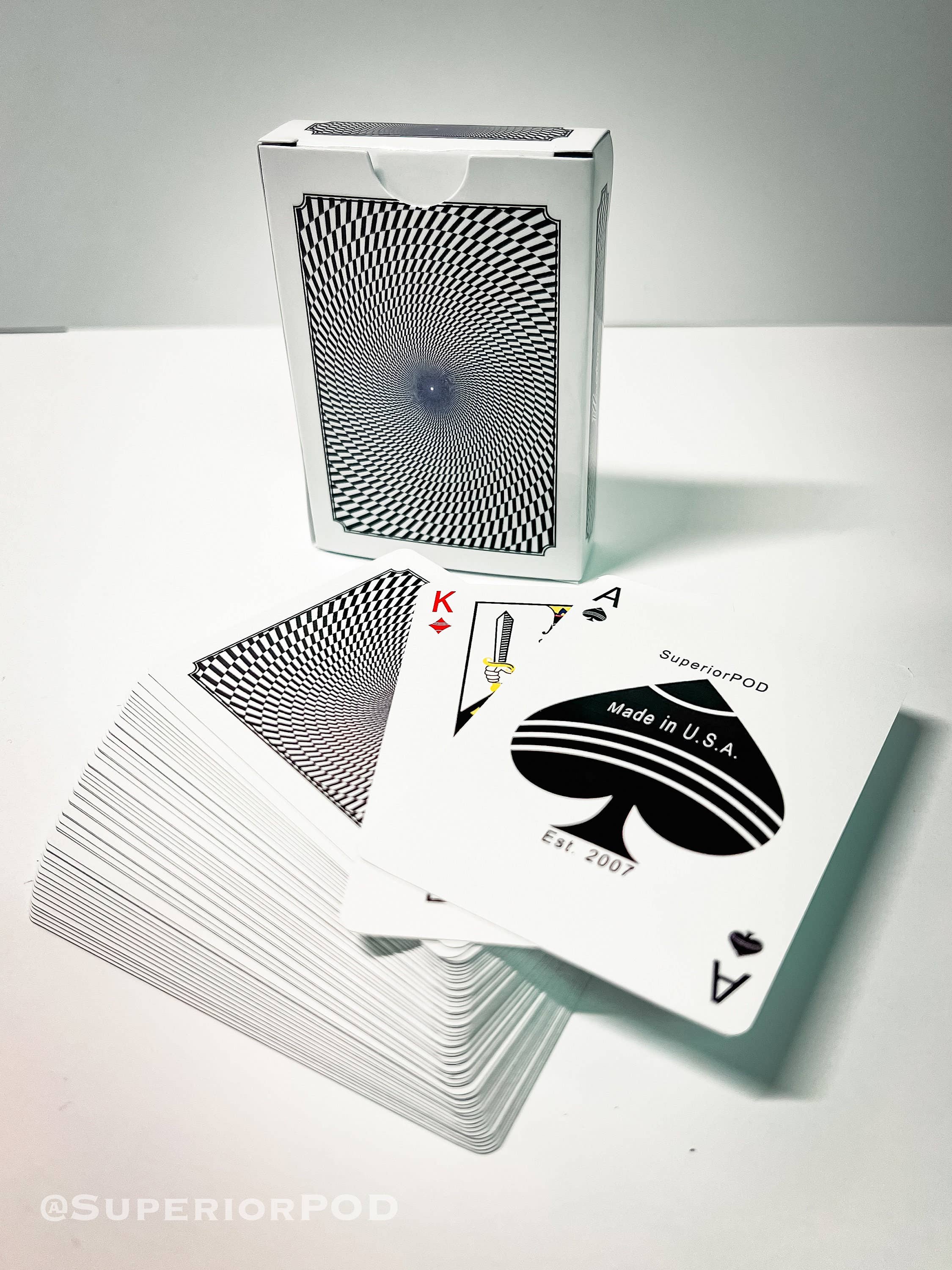 Superior Print on Demand - Wholesale Playing Cards - Optical ILLUSION Black & White Playing Cards3