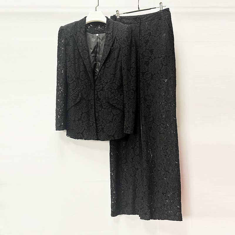 Productseeker – Großhandel Set aus Oberteil und Hose (NICHT Loungewear) – Damen – 30Y Eleganter Spitzenanzug: Schicker Blazer & Slim Fit gerade Hose Set13