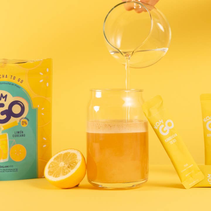 Komgo - Vendita all'ingrosso Kombucha - Doypack con 6 bastoncini di polvere di Kombucha - Limone coreano6