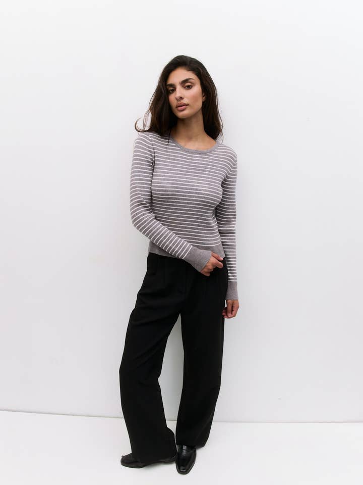 MOD REF - Wholesale Knit Sweater - Women's - The Taryn Sweater | Striped Knit Sweater1