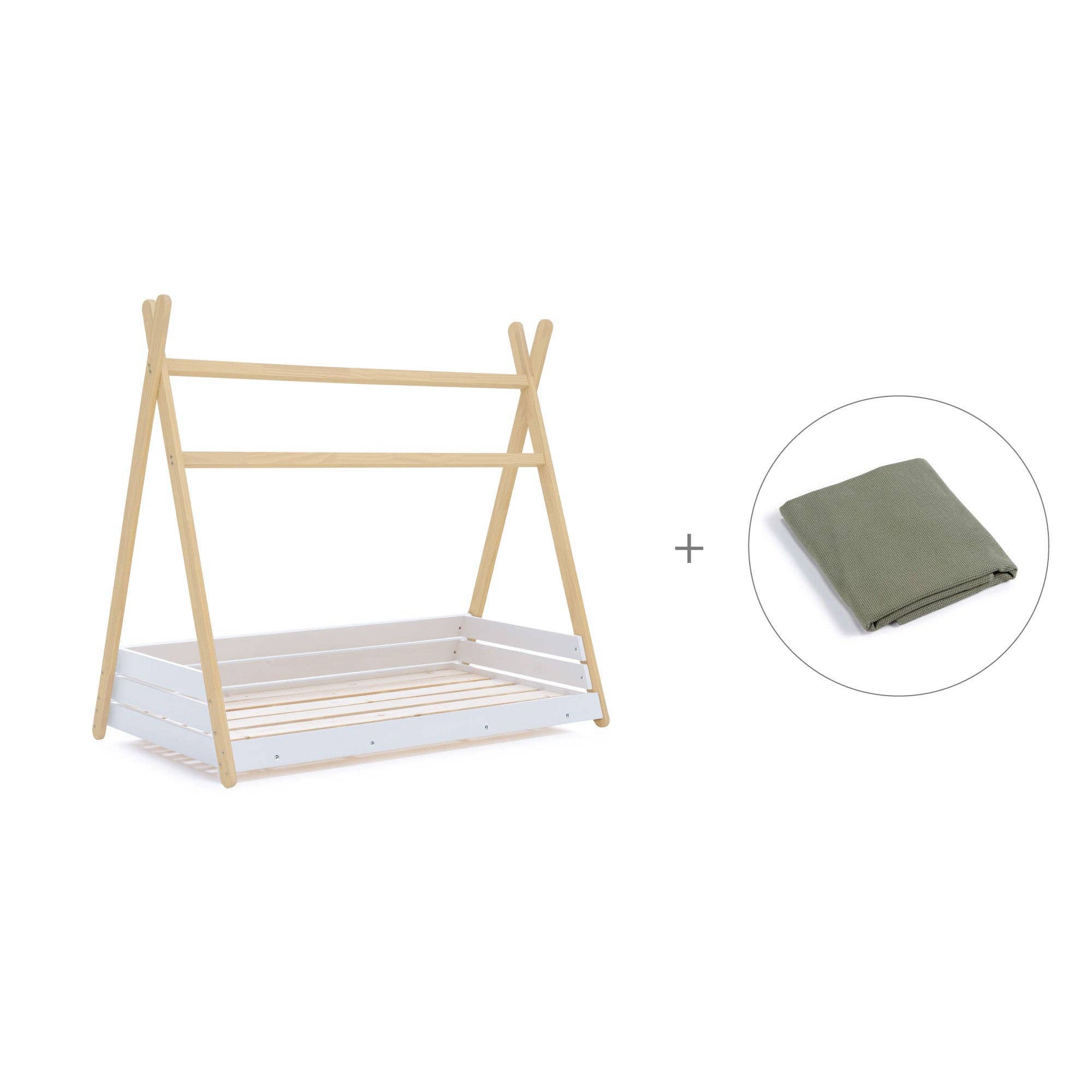 Alondra Baby - Wholesale Bed - Kids & Baby - Montessori bed wood 70x140 cm with Sea Foam textile6