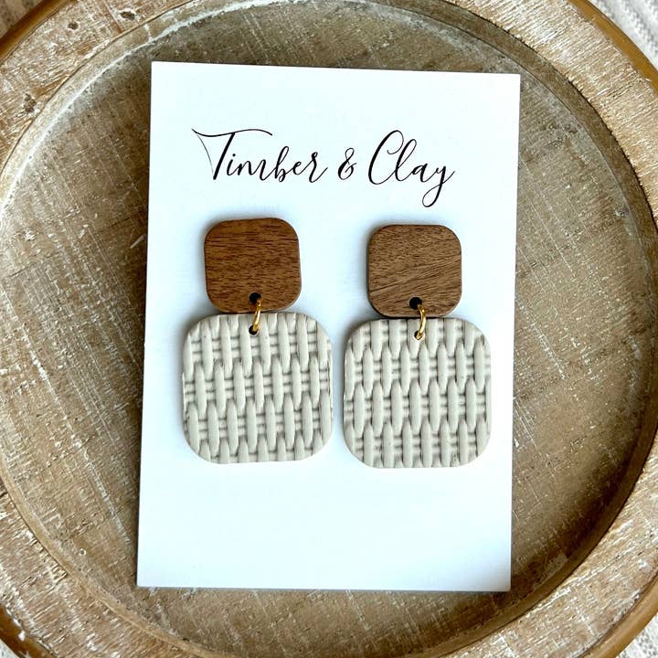 Knit Dangles with Wood Post for wholesale by Timber & Clay