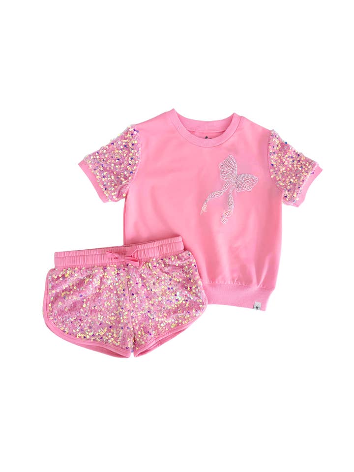 Sparkle Sport Set ~ Pink Bow for wholesale by Love and Grow Clothing Co