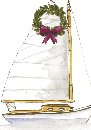 Jessica Frasz Studio - Wholesale Season's Greetings Card - Seasonal Holiday Coastal Sailboat greeting card2