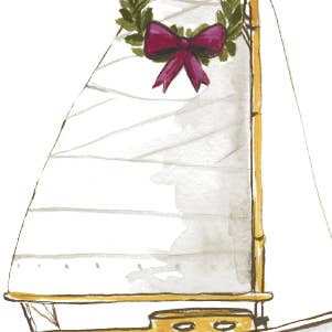 Jessica Frasz Studio - Wholesale Season's Greetings Card - Seasonal Holiday Coastal Sailboat greeting card2