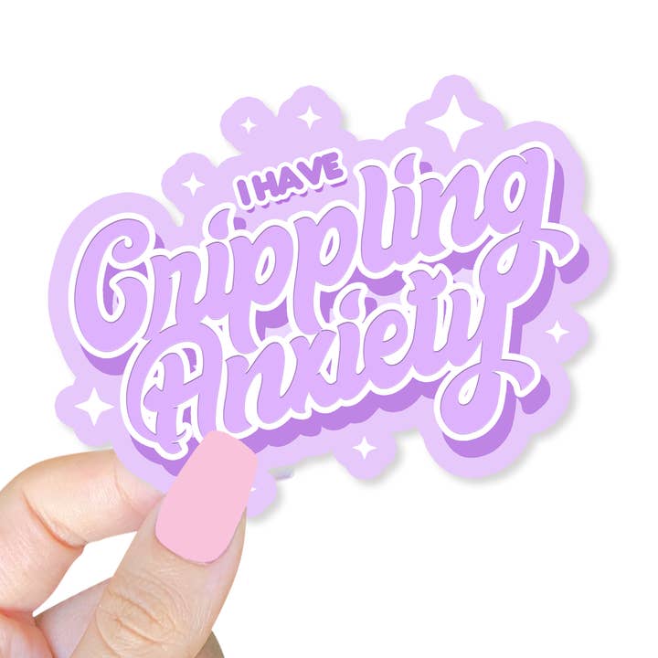 Crippling Anxiety Purple Sticker for wholesale by Lil Charmery