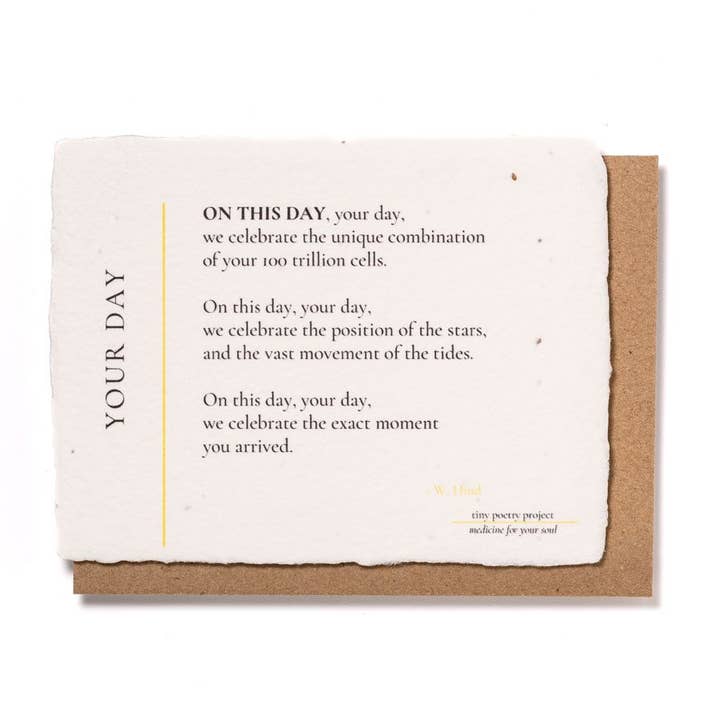 Your Day: Plantable Wildflower Birthday Card for wholesale by tiny poetry project