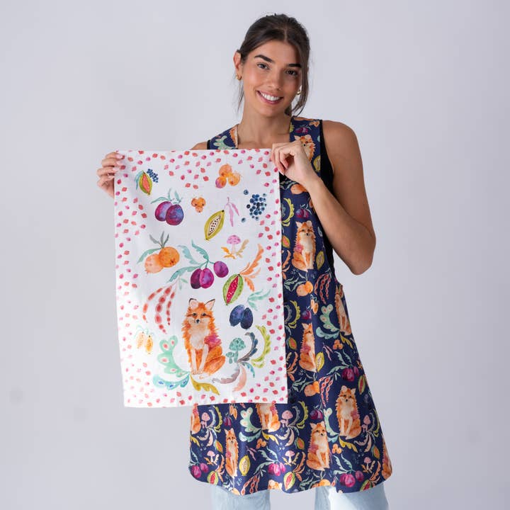 BETSY OLMSTED - Wholesale Apron - Pinafore Apron- Fox in the Orchard plum4