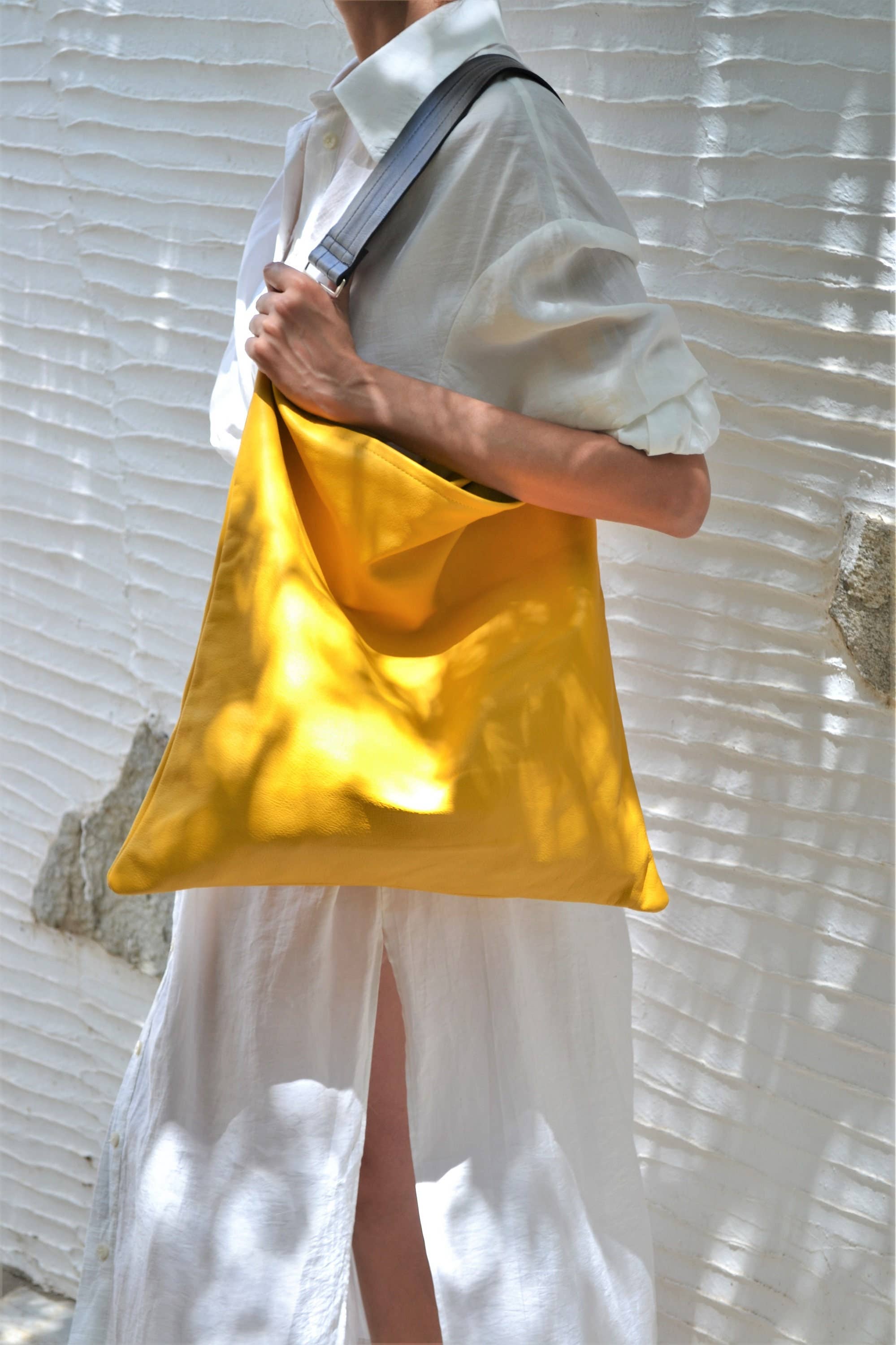 ANA KOUTSI - Wholesale Tote Bag - Women's - Akathi leather bag in yellow8
