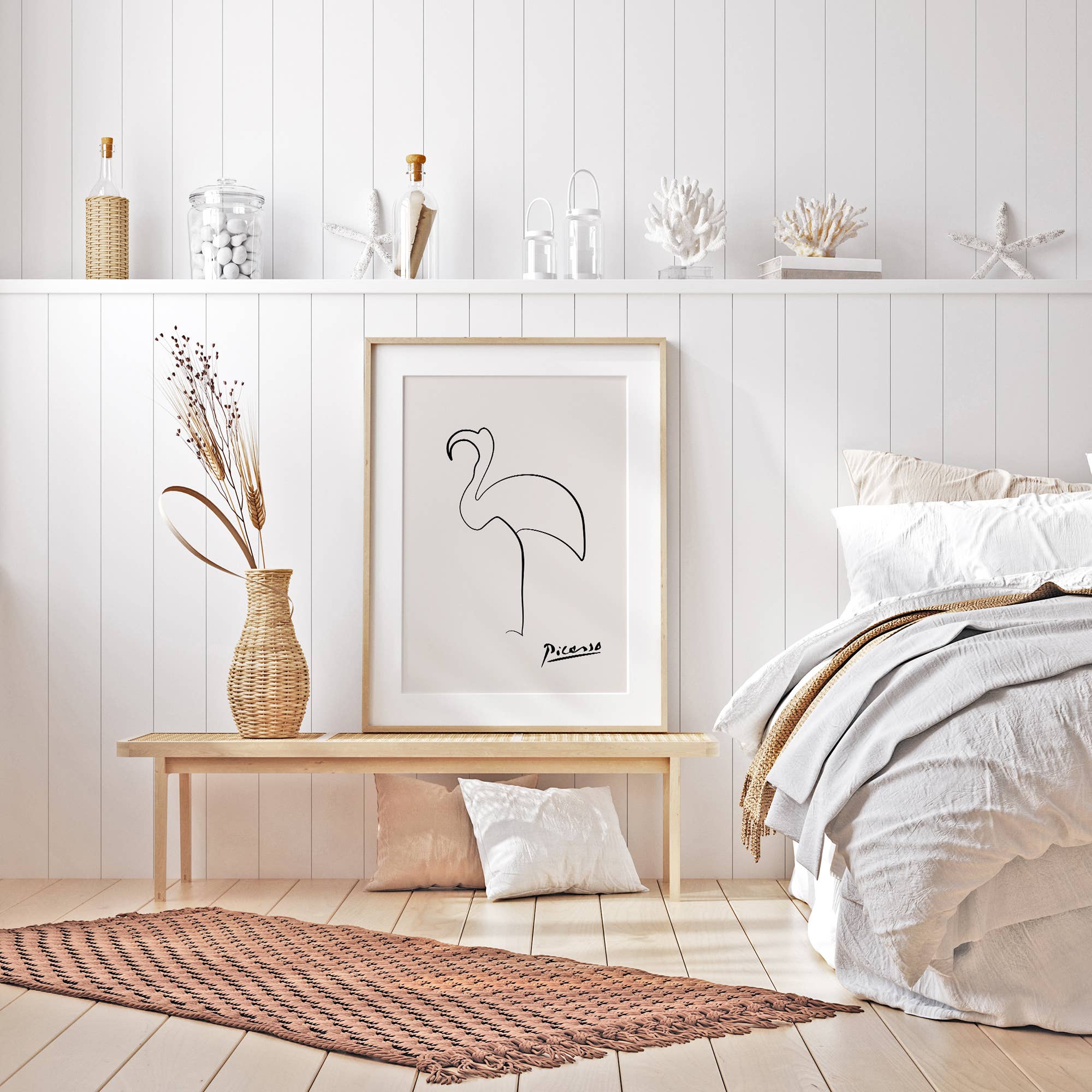 Sugar & Canvas – Impressão artística por atacado – Pablo Picasso Flamingo Linha Desenho Arte Print P358