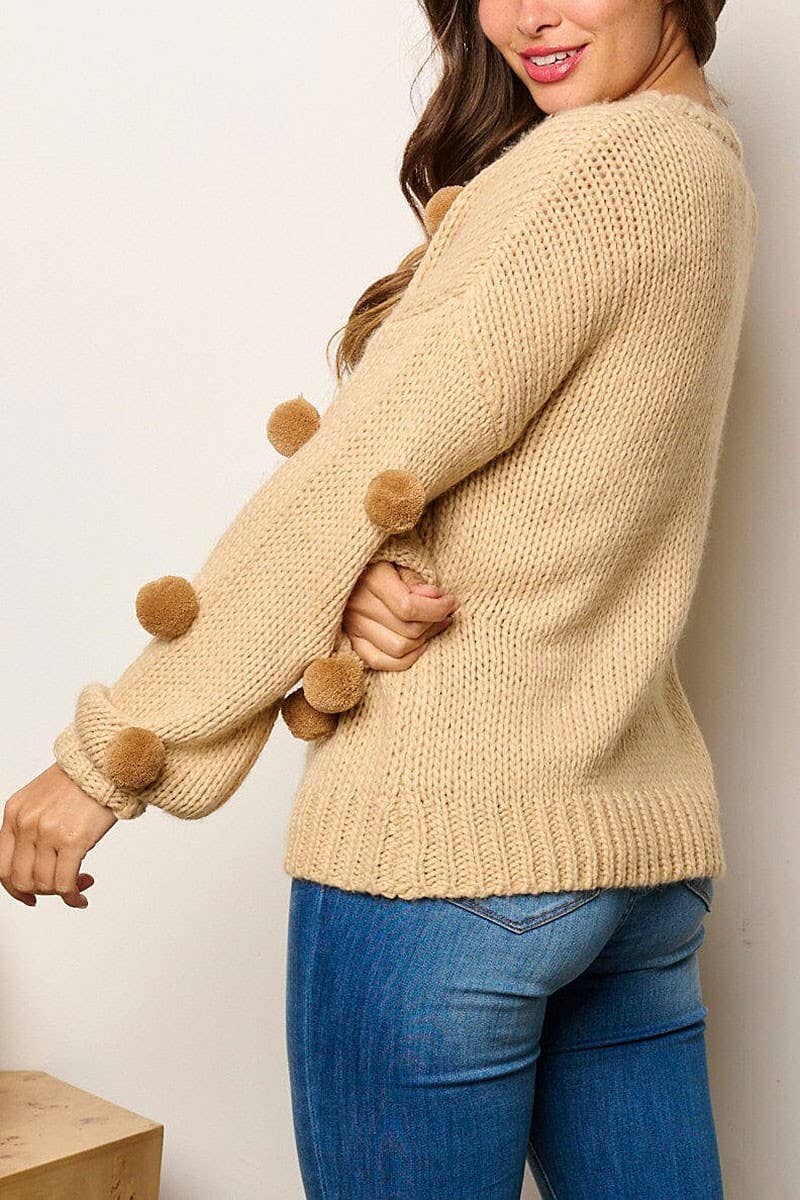 ROUSSEAU - Wholesale Knit Sweater - Women's - POM POM'S DETAILED PULLOVER SWEATER14
