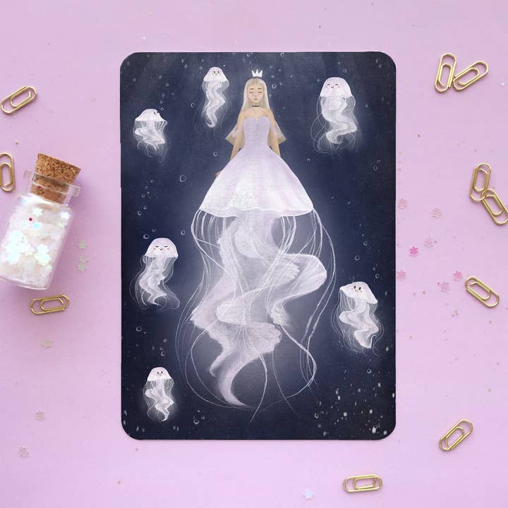 Princess jellyfish Mermaid art Print - Home wall decor poste for wholesale by Jino's Art