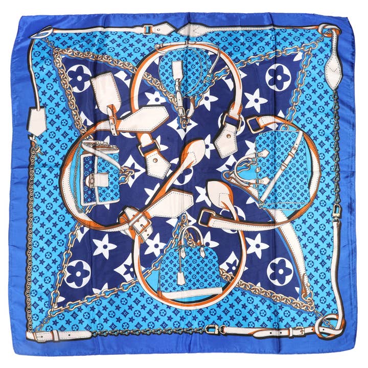 SP Sophia Collection - Wholesale Scarf - Women's - Floral Monogram Pattern Square Scarf with Fashion-Inspired