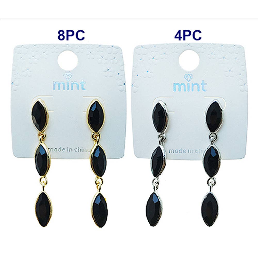 Atlas Fashion - Wholesale Hangende/ronde oorbellen - Zwarte Marquise Oorbel met Hanger1