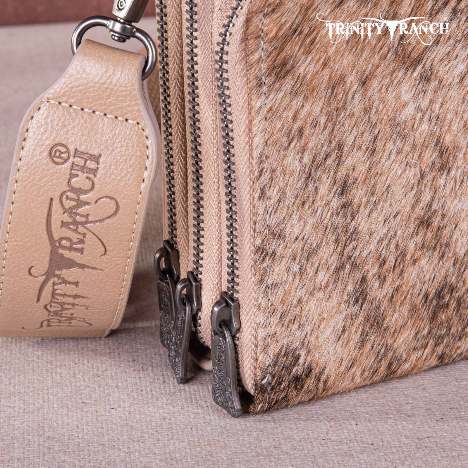 REMOVED BRAND - Wholesale Crossbody Bag - Women's - TR159 -183  Trinity Ranch Genuine Hair-On Cowhide /Tooled  Collection Phone Purse with Coin Pouch14