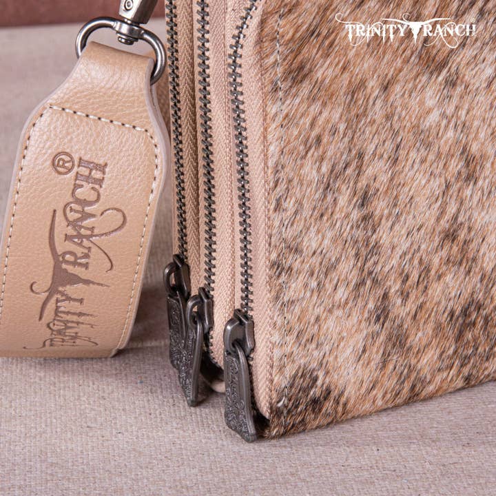 REMOVED BRAND - Wholesale Crossbody Bag - Women's - TR159 -183 Trinity Ranch Genuine Hair-On Cowhide /Tooled Collection Phone Purse with Coin Pouch14
