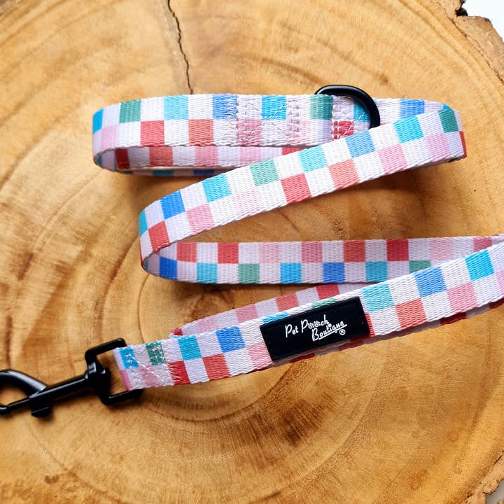 Chunky Check Dog Lead - Reversible for wholesale by Pet Pooch Boutique
