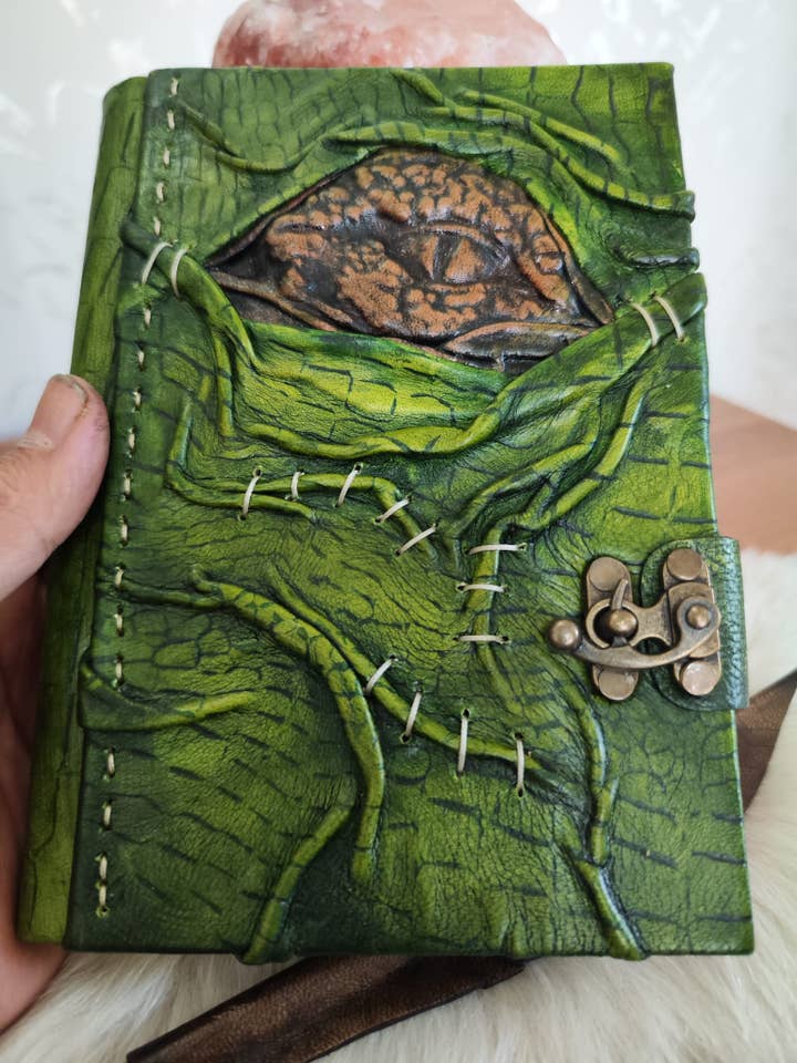 Green Crocodile Alligator Dundee Leather Journal Diary Craft for wholesale by ML Marcaleather
