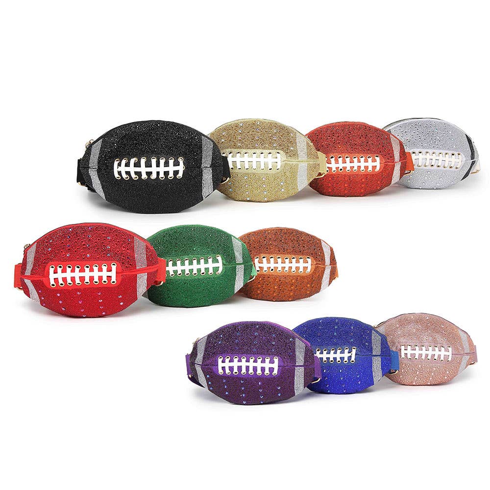 Sensibling Corp. - Wholesale Belt Bag - Women's - Bling Studded Game Day Football Shape Fanny Pack / Sling Bag12