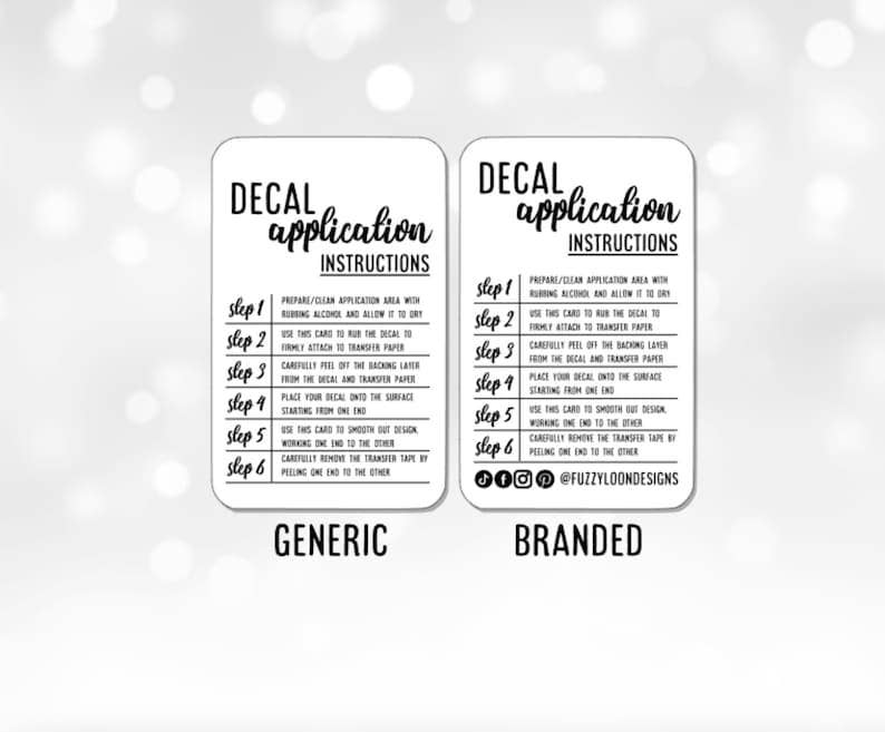 Fuzzy Loon Designs - Wholesale Decal - Party Decorations - Decal Application Cards5