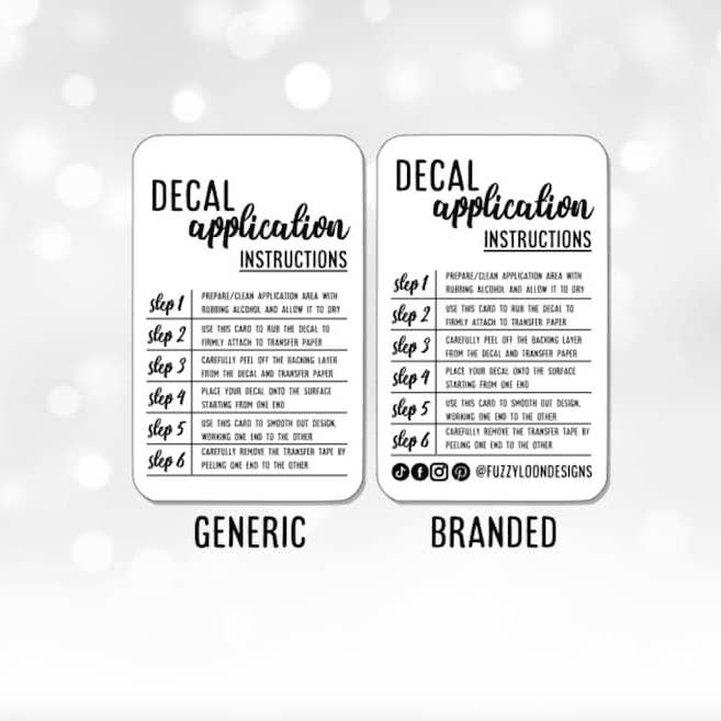 Fuzzy Loon Designs - Wholesale Decal - Party Decorations - Decal Application Cards5