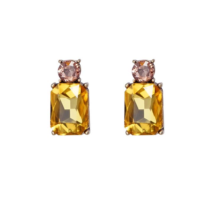 Mini Gem Earring in Bronze with Yellow & Amber for wholesale by Last True Angel
