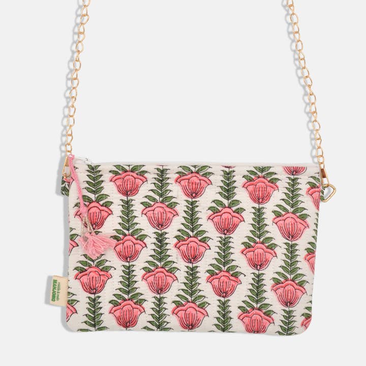 Middle & Main Mahjong - Wholesale Pouch - Women's - Cotton Floral Pouch, Hydrangea and Chrysanthemum