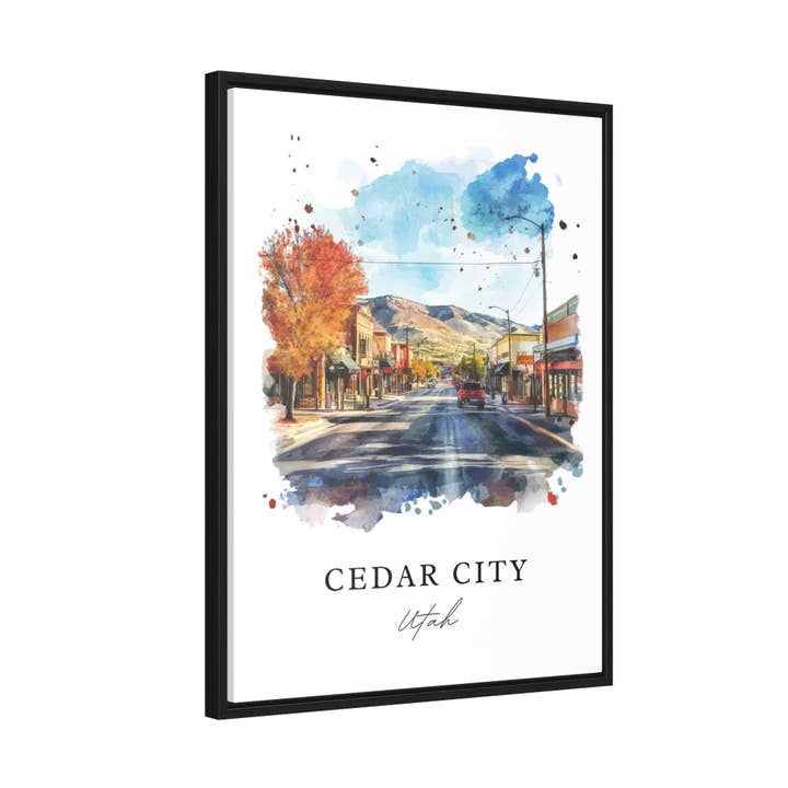Premium Travel Art - Vente Affiche d'art - Art mural de Cedar City, Impression de Cedar City Utah, Art aquarelle du comté d'Iron, Cadeau de Cedar City UT,5