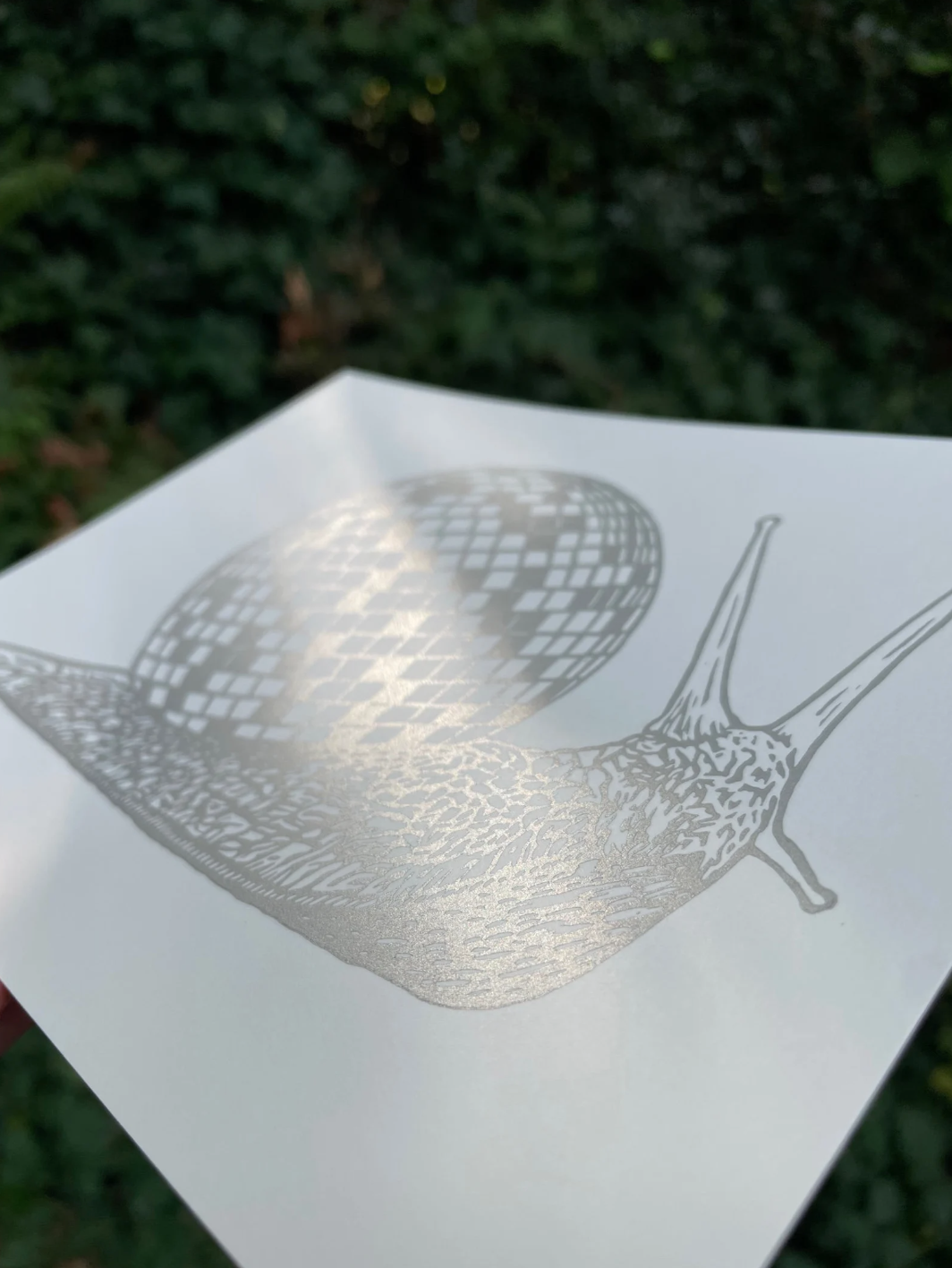 Augury Press – wholesale Art print – Disco Snail Linocut Print3