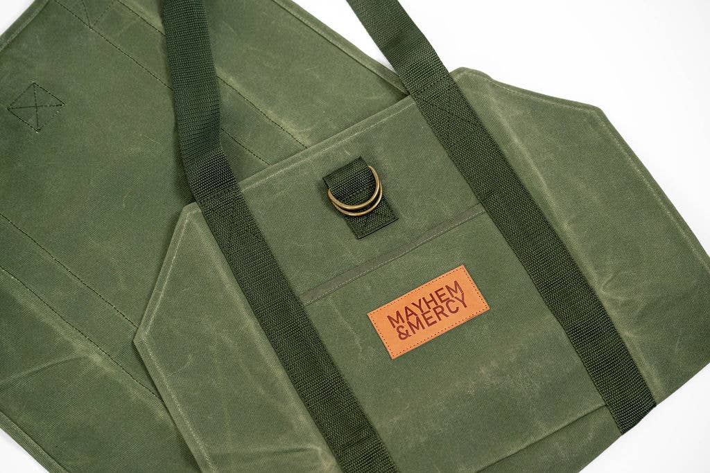 Mayhem & Mercy - Wholesale Storage Bin - Premium Waxed Canvas Firewood Sling Tote Wood Log Carrier10