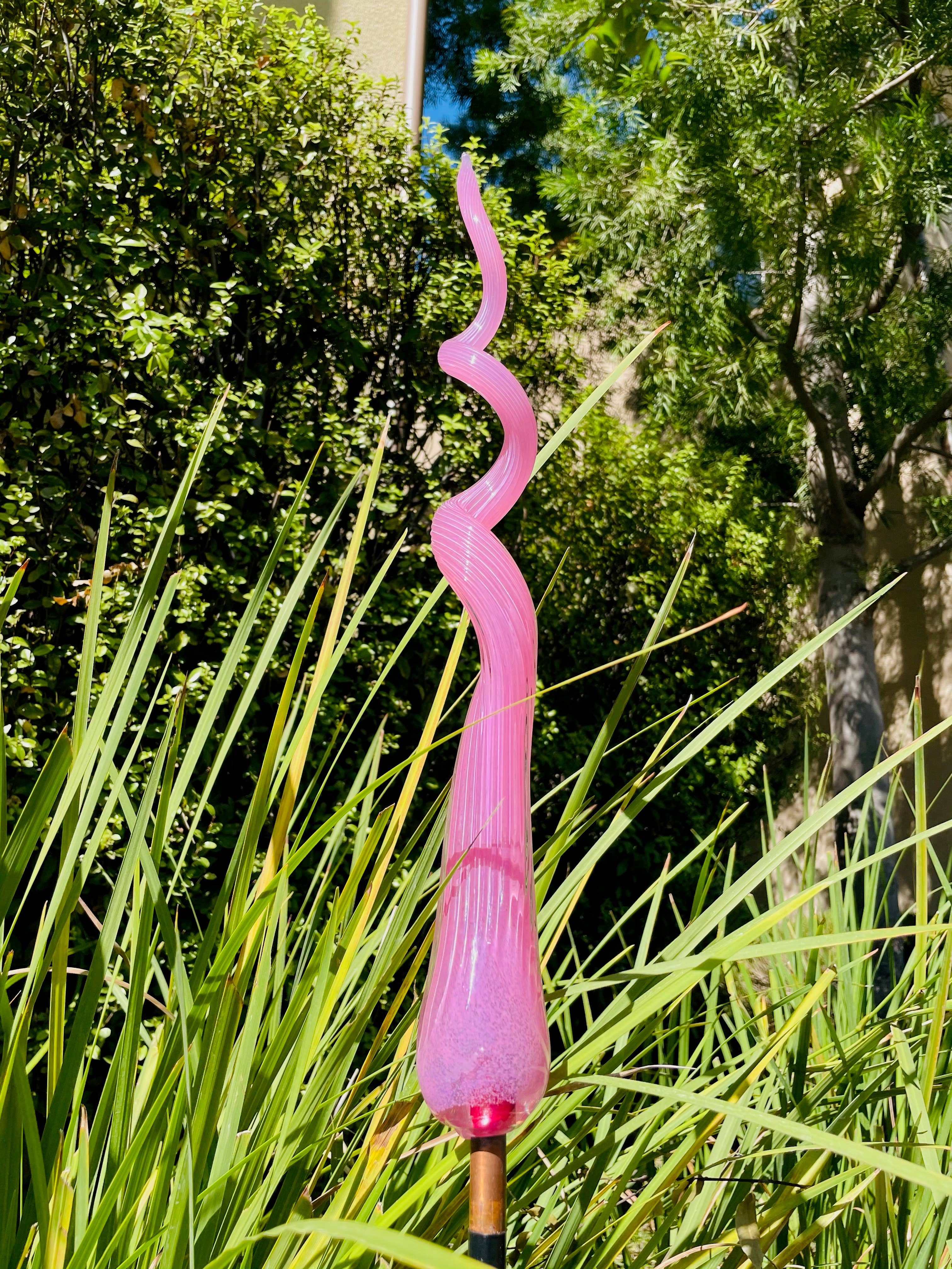 ApricotMint - Wholesale Garden/Lawn Stake - Chihuly Inspired Handcrafted Art Glass Leaf and Garden Art S3